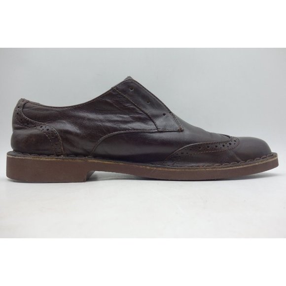 Ugg Dark Brown Leather Faux Fur Lace Up Wingtip Oxfords Shoes Men\'s 10.5 main image 5